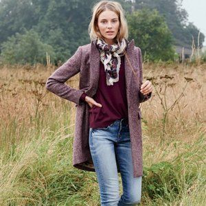 J. Crew Collection Burgundy Herringbone Tweed Wool Coat Size 0